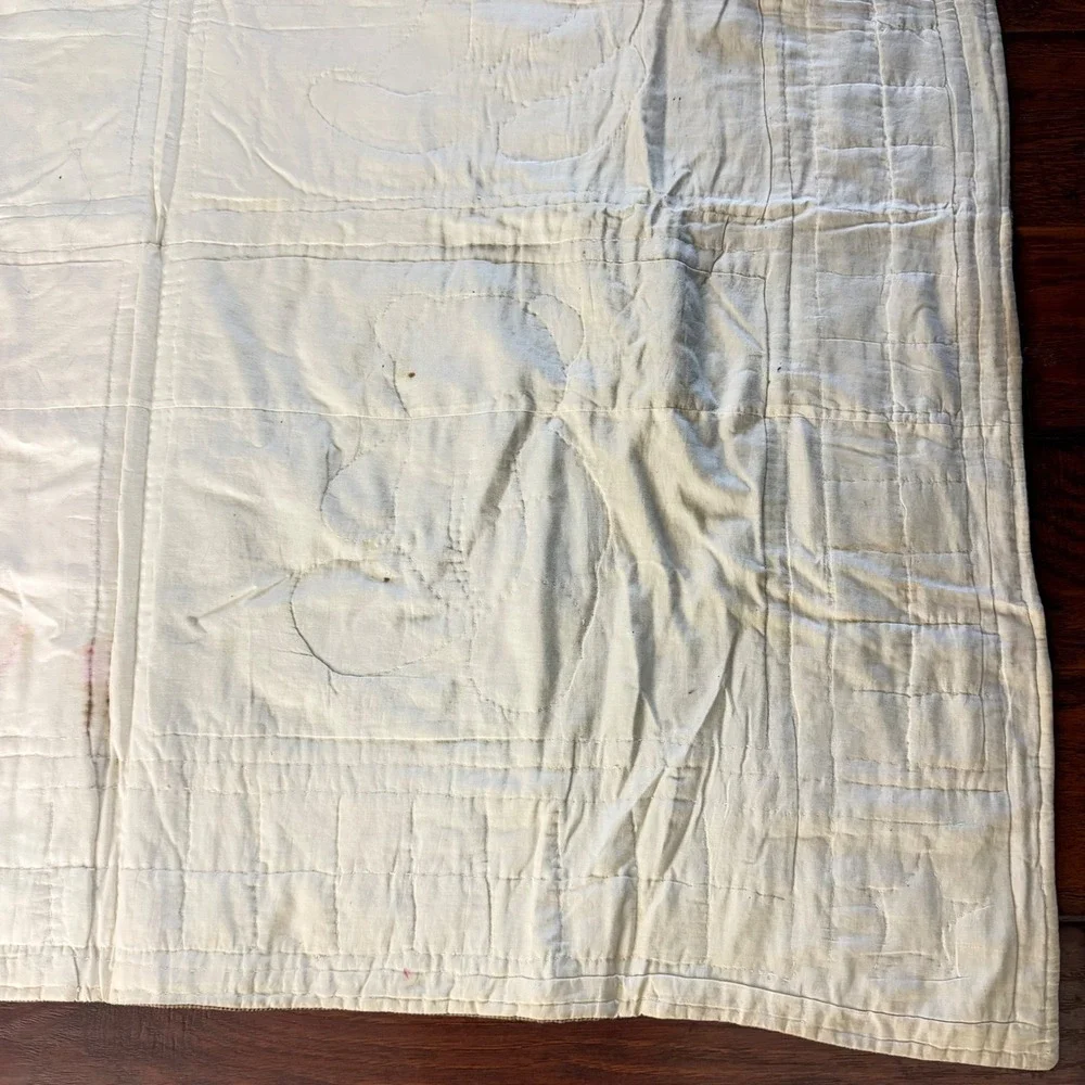 VTG Teddy Bear Quilt Appliqué Nursery Baby Blanket Cottagecore Cotton Patchwork